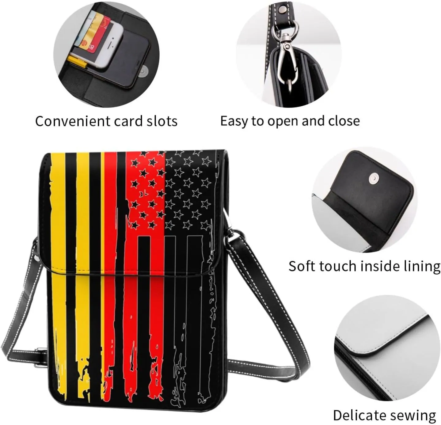 Vintage Iran Iranian America Flag Striped Patterns Small Crossbody Purse Cell Phone Bag for Women