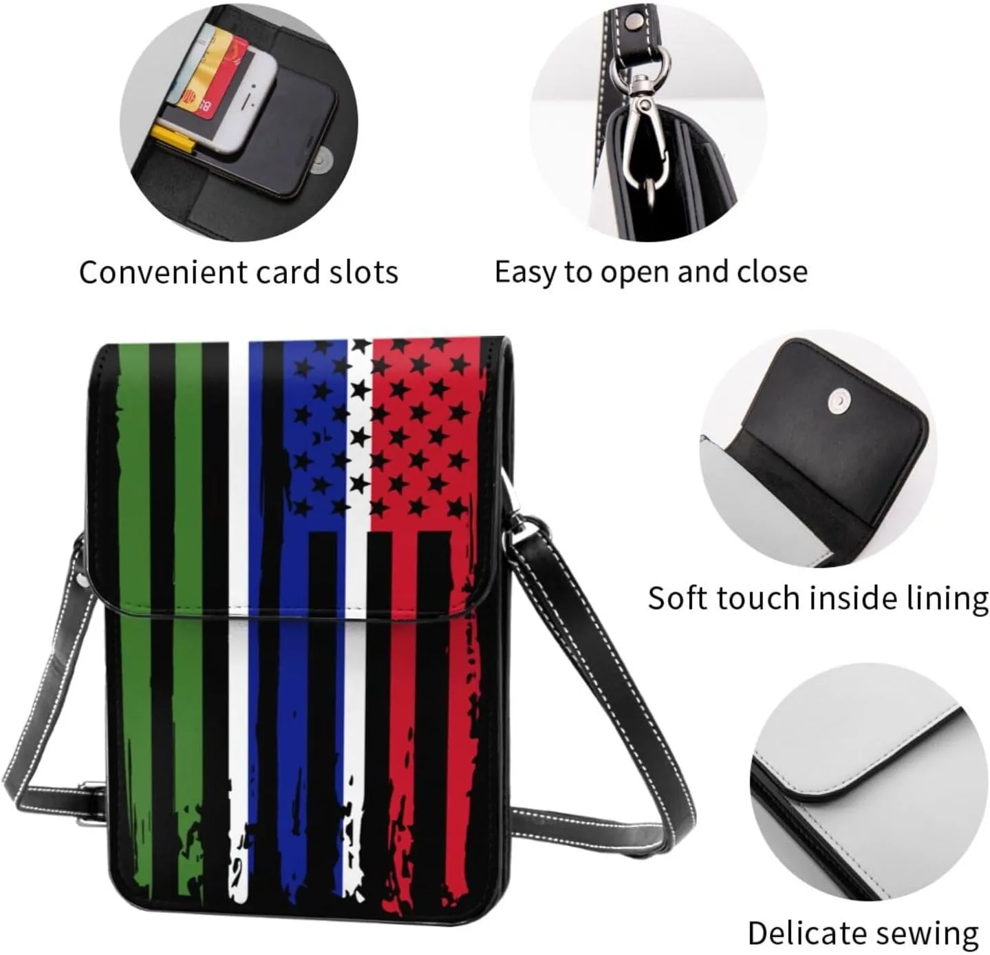 Vintage Iran Iranian America Flag Striped Patterns Small Crossbody Purse Cell Phone Bag for Women