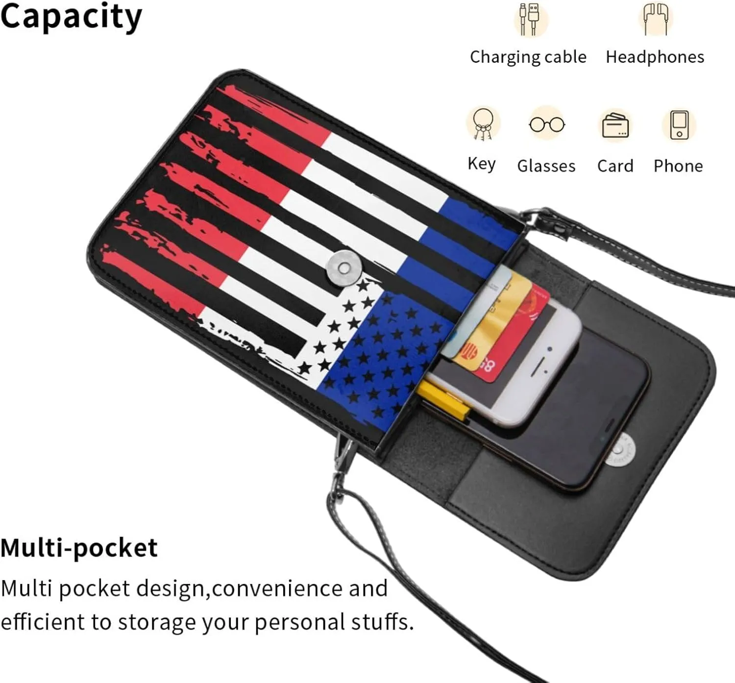 Vintage Iran Iranian America Flag Striped Patterns Small Crossbody Purse Cell Phone Bag for Women