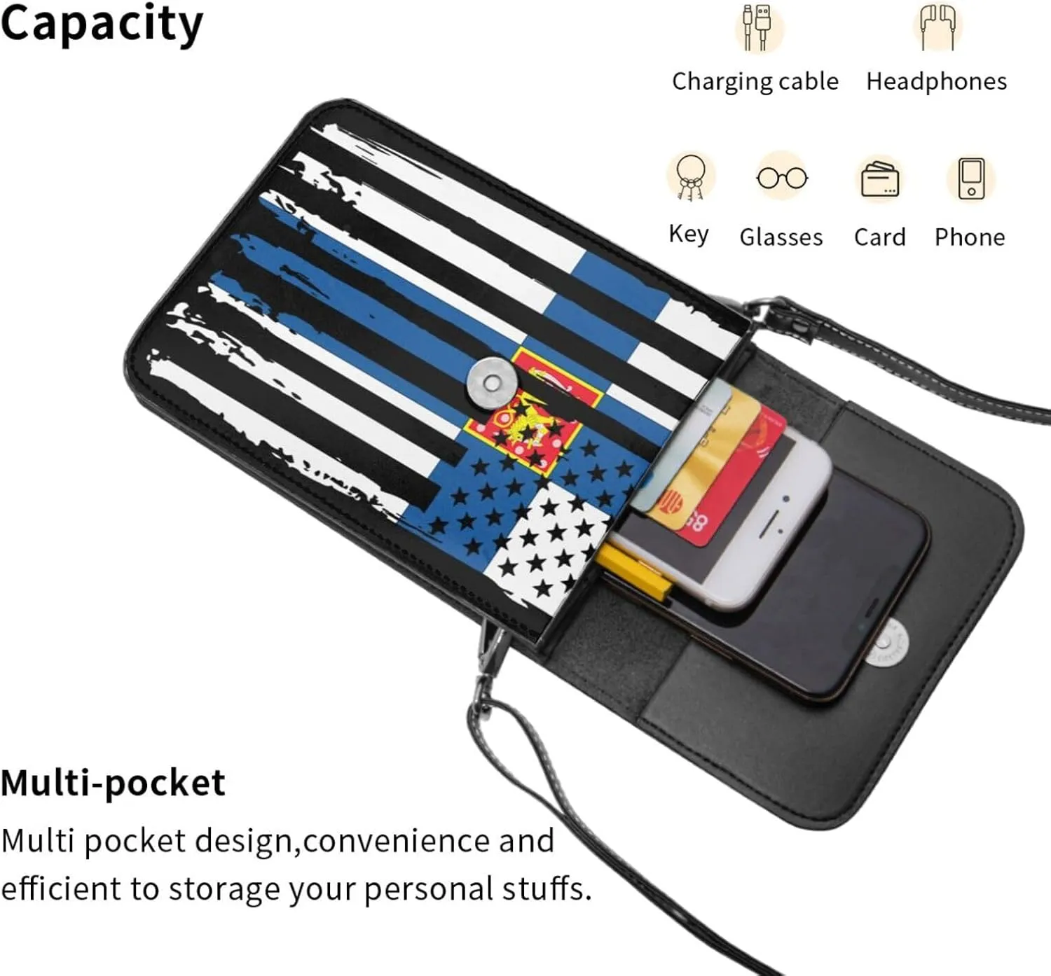 Vintage Iran Iranian America Flag Striped Patterns Small Crossbody Purse Cell Phone Bag for Women