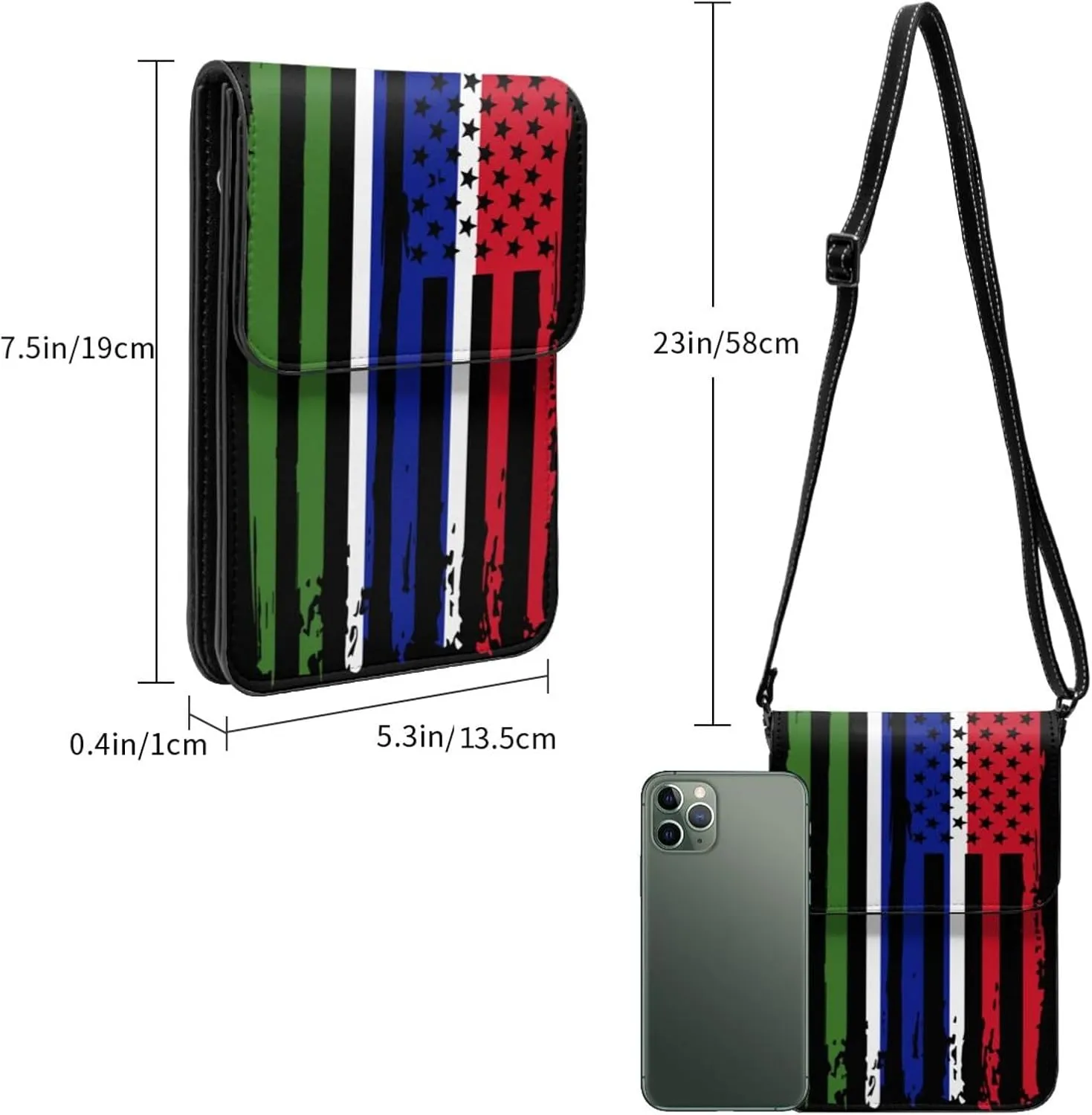 Vintage Iran Iranian America Flag Striped Patterns Small Crossbody Purse Cell Phone Bag for Women