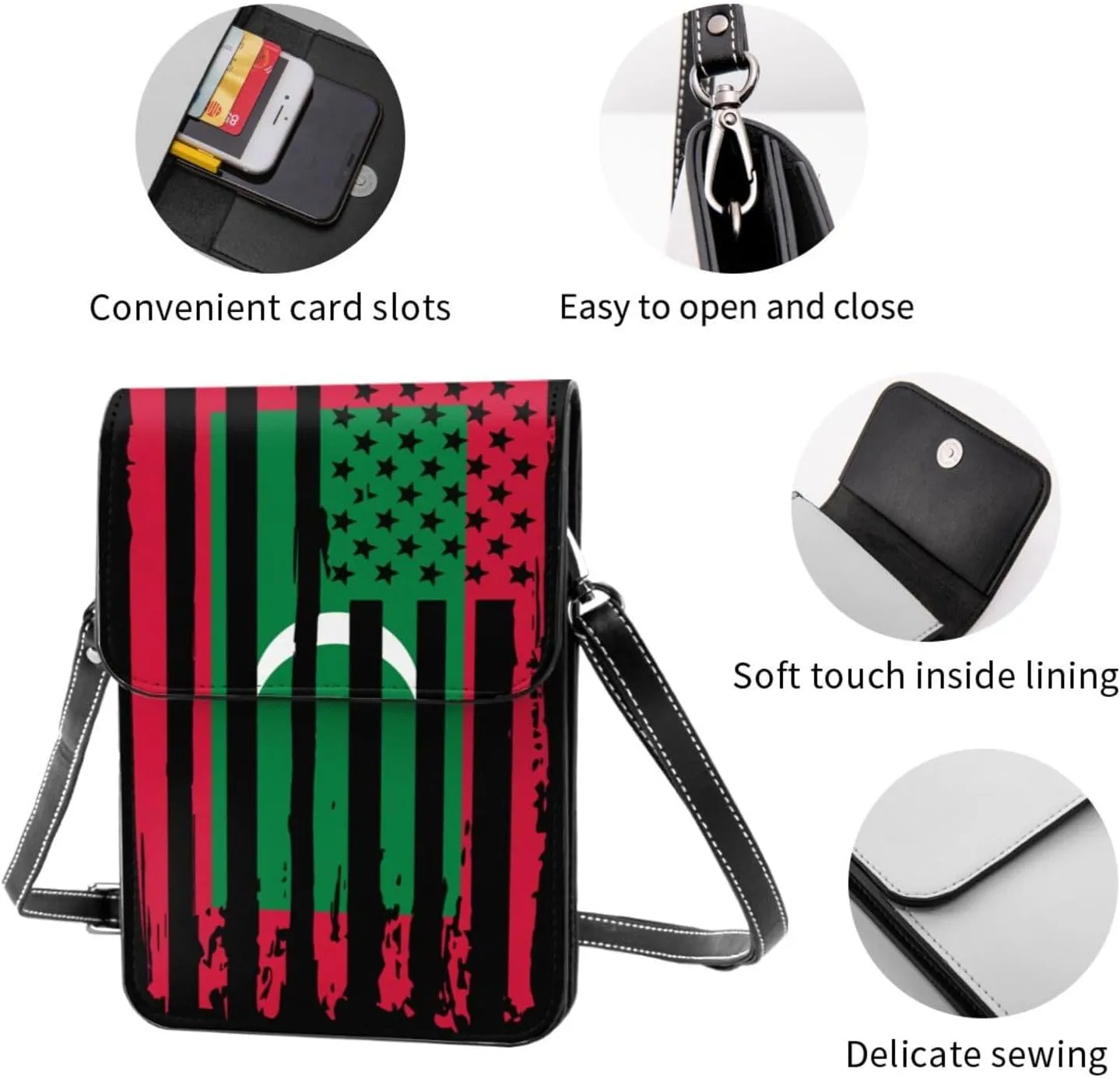 Vintage Niger Nigerien America Flag Striped Patterns Small Crossbody Purse Cell Phone Bag for Women