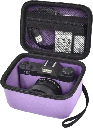 Vlogging Camera Case Compatible with for Duluvulu/for VJIANGER/for JGIPL/for TEBNGIHNM 4K Digital Cameras for Youtube. Vlog Camera Carrying Storage for Lens, Cable and Other Accessories - Purple