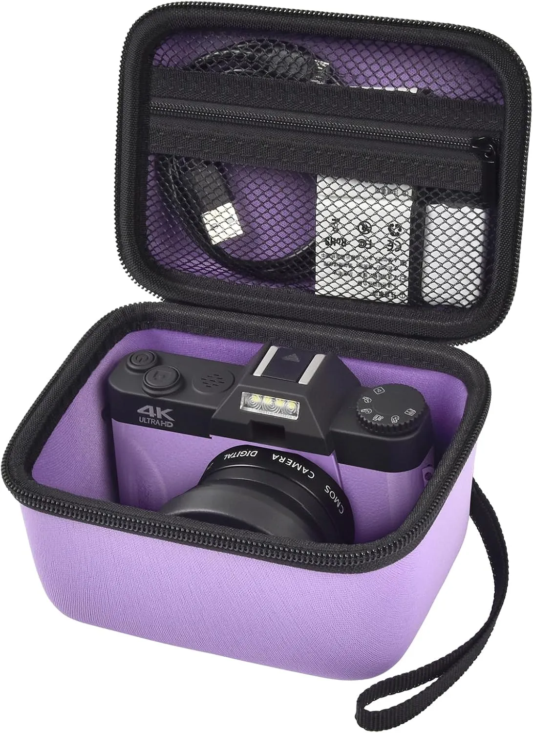 Vlogging Camera Case Compatible with for Duluvulu/for VJIANGER/for JGIPL/for TEBNGIHNM 4K Digital Cameras for Youtube. Vlog Camera Carrying Storage for Lens, Cable and Other Accessories - Purple