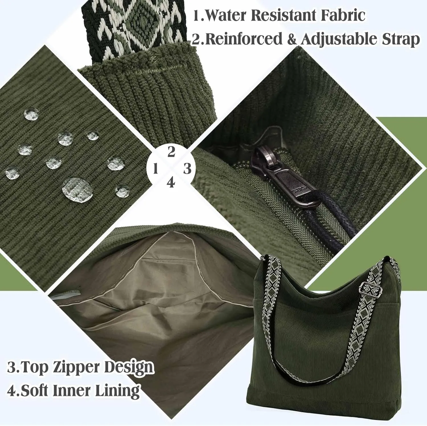 VX VONXURY Crossbody Bag,Lightweight Canvas Shoulder Tote for Women Water Resistant Top Zip Hobo Purse with Adjustable Strap