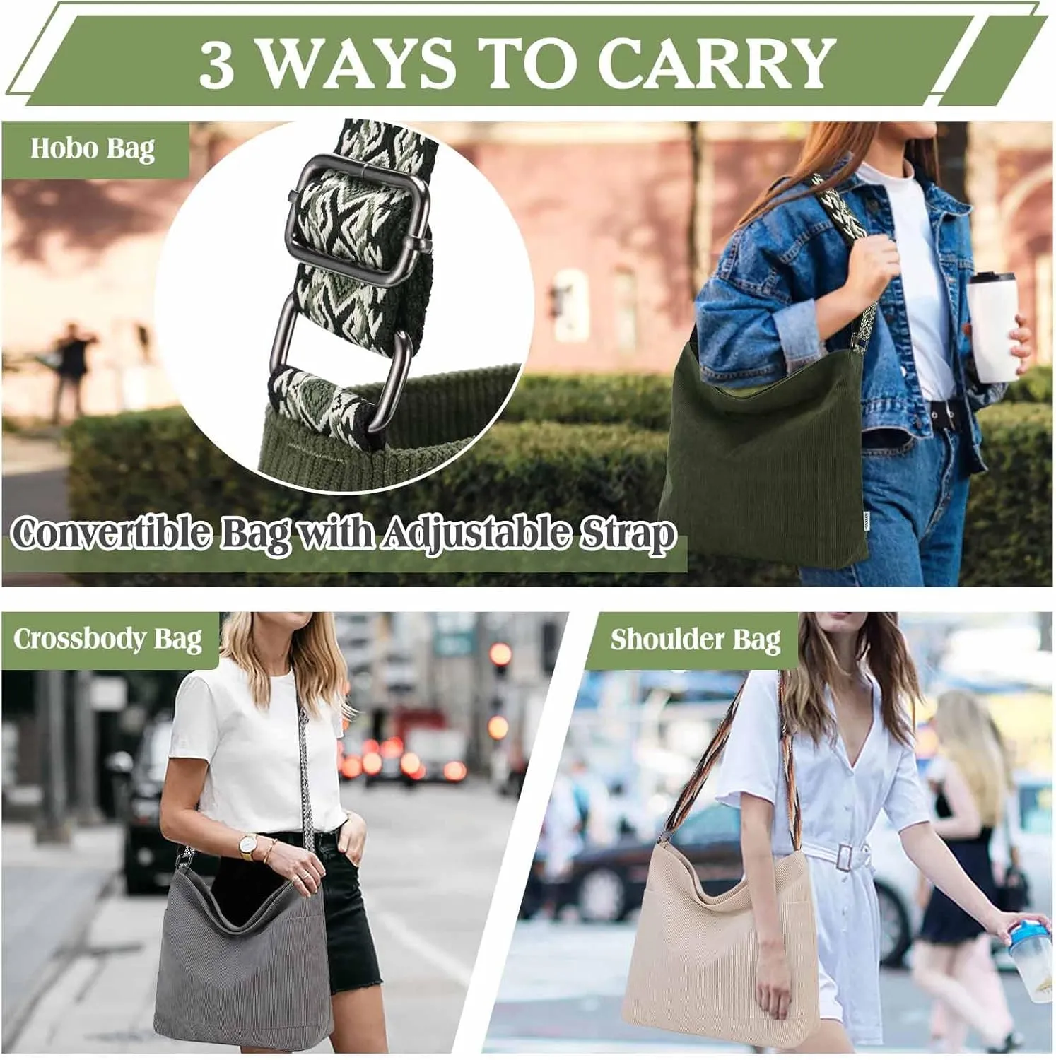VX VONXURY Crossbody Bag,Lightweight Canvas Shoulder Tote for Women Water Resistant Top Zip Hobo Purse with Adjustable Strap