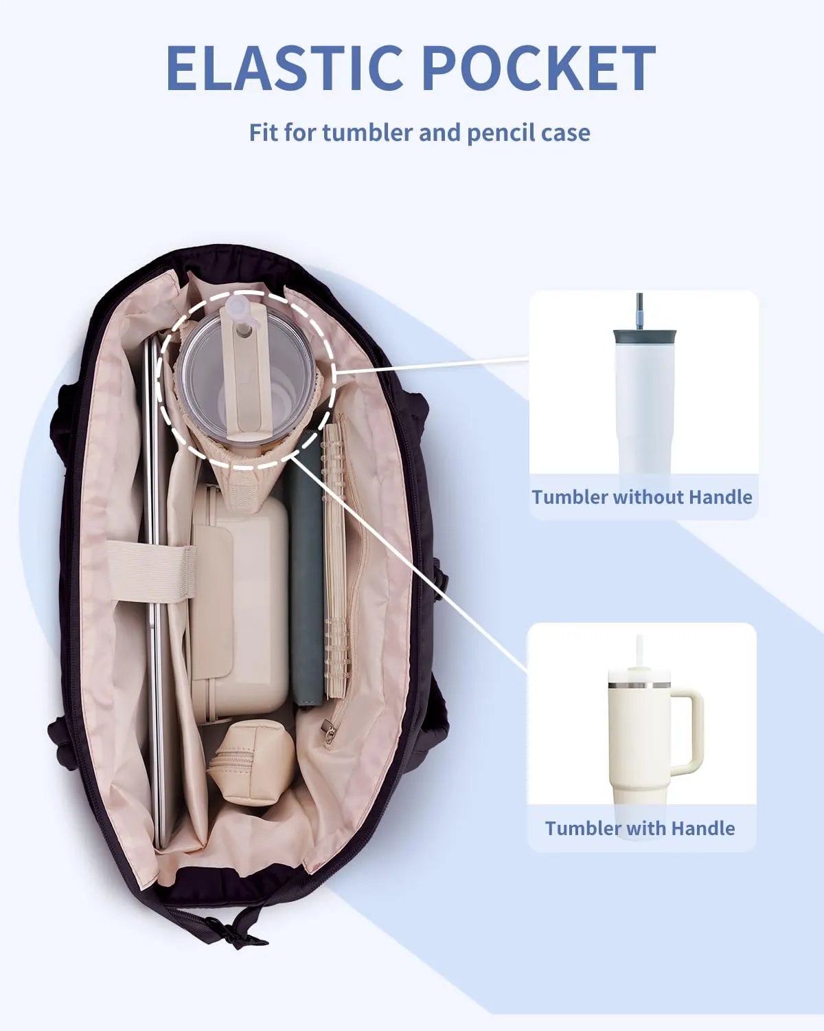 Wandering Nature Tote Bag for Women with Water Bottle Pocket Fit for Stanley Cup, Puffer Carry On Tote with Laptop Compartment and Trolley Sleeve for Work, Nurse, College, Travel