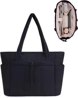 Wandering Nature Tote Bag for Women with Water Bottle Pocket Fit for Stanley Cup, Puffer Carry On Tote with Laptop Compartment and Trolley Sleeve for Work, Nurse, College, Travel