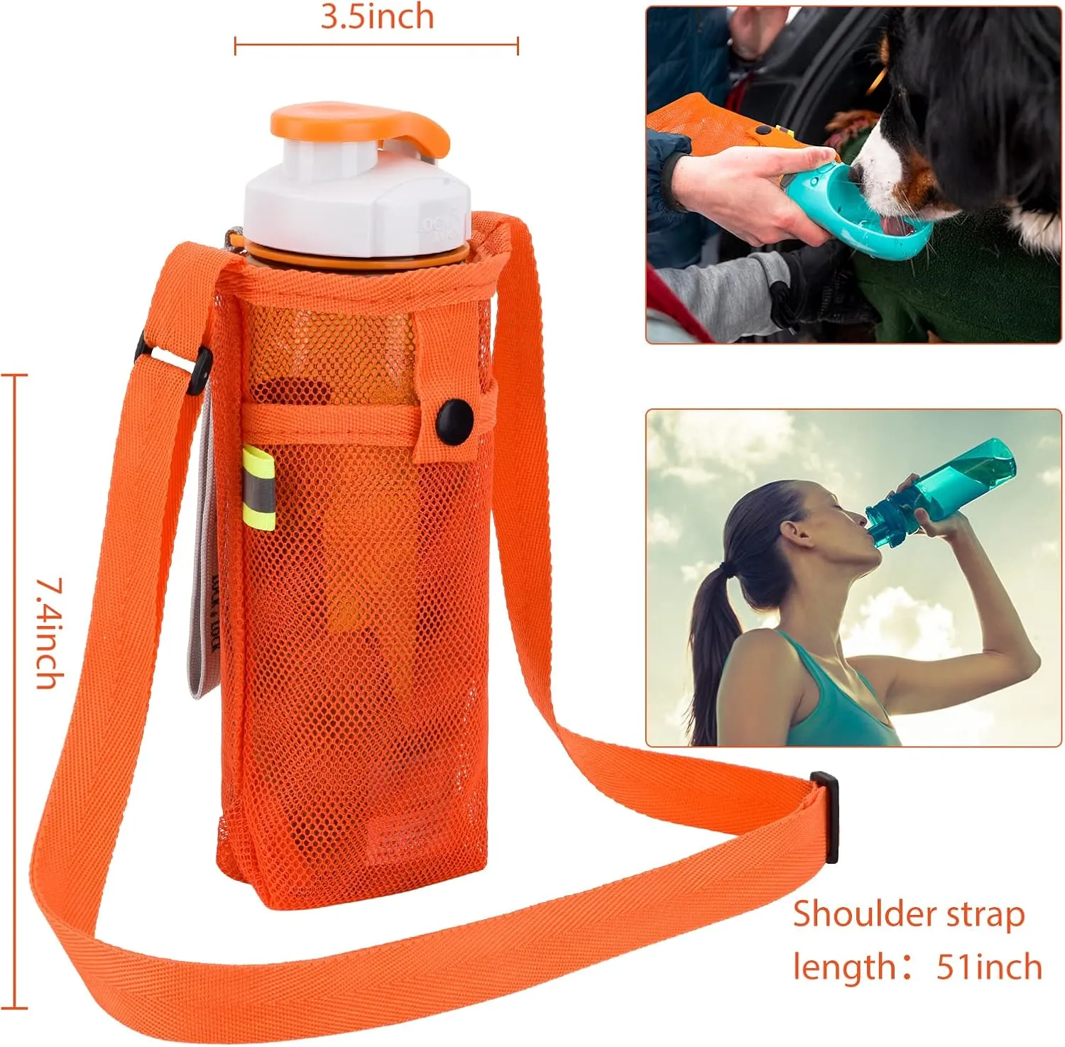 Water Bottle Holder Carrier with Adjustable Shoulder Strap - Beach & Sports Bottle Bag for Hiking, Gym, Camping, Walking, Travel