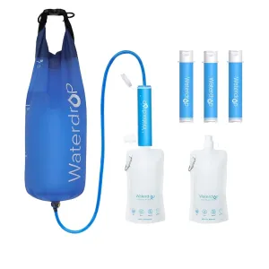 Waterdrop Gravity Water Filter Straw, Camping Water Filtration System, Water Purifier Survival for Travel, Backpacking and Emergency Preparedness, 1.5 gal Bag, 5 Stage Filtration