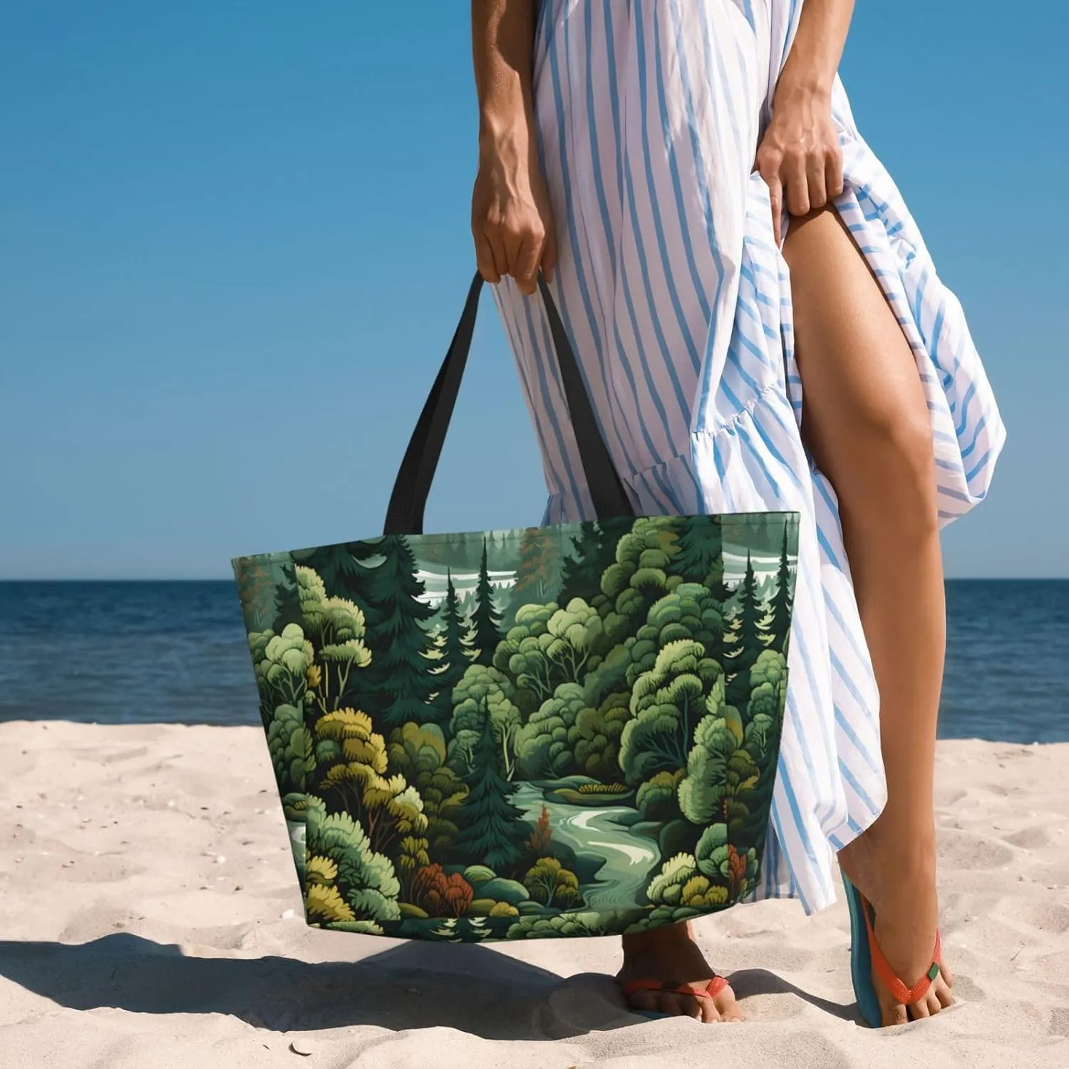 Waterproof Beach Bag for Women Sandproof Beach Tote Bags Large Capacity Swim Pool Bag Foldable Travel Duffel Bags