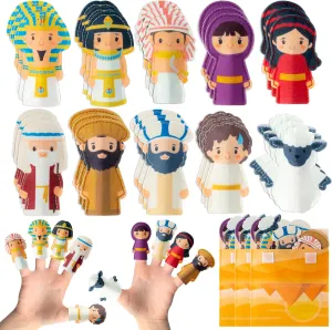 WATINC Passover Felt Finger Puppets - 33Pcs Passover Storytelling Role Play Finger Puppet with Scenario Bags Set, Party Favors Supplies School Fun Story Activities Kids Early Education (Characters)