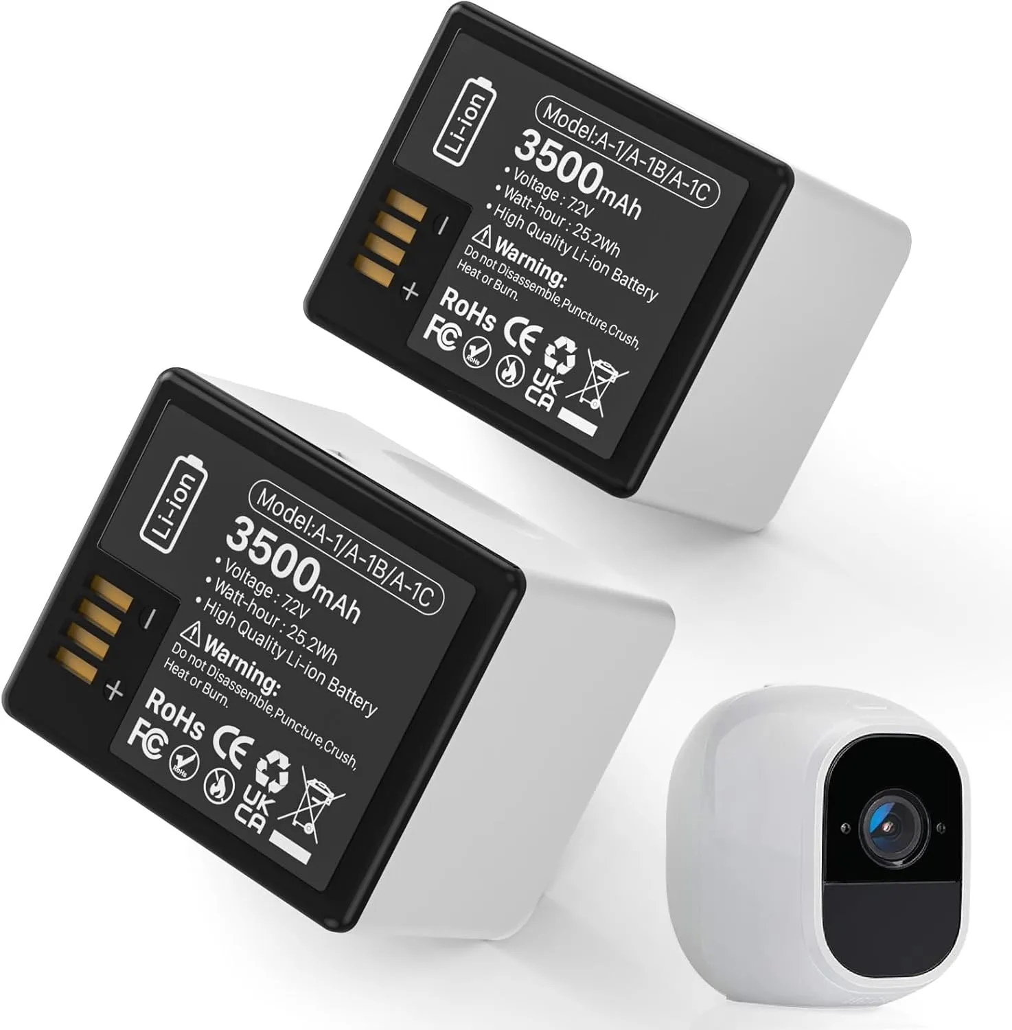 WAVYPO 2-Pack Battery for Arlo Pro, Arlo Pro 2, 3500mAh Replacement Rechargeable Battery for Arlo Pro Arlo Pro 2 Camera VMA4400 VMC4030 VM4230 VMS3230 VM4030 VM4030P