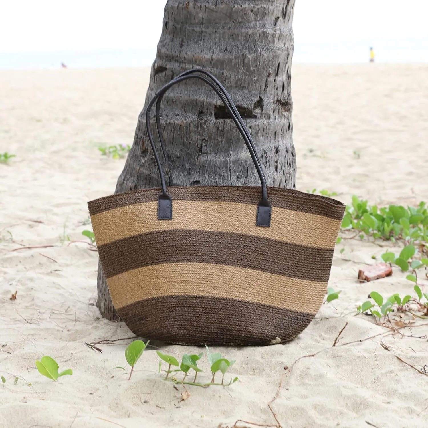 We We Large Canvas Straw Beach Pool Bag Waterproof Beach Tote Bags for Women Travel Shoulder Handbag
