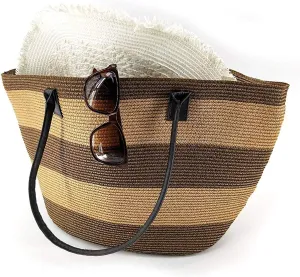 We We Large Canvas Straw Beach Pool Bag Waterproof Beach Tote Bags for Women Travel Shoulder Handbag