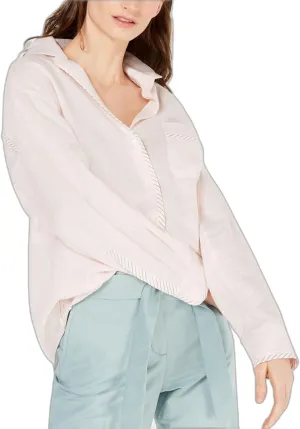 Weekend Max Mara Viadana Linen Striped Button Up Shirt Petal 8