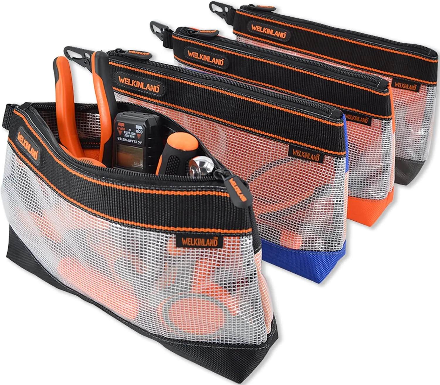 WELKINLAND Clear Tool Pouch, 4PCS Tool pouches, 13" Tools pouch, Zipper tool pouch, Tool pouch bag, Tool bag organizer, Small tool bag, Small tool pouch, Small tool bags, Tool pouches with zipper