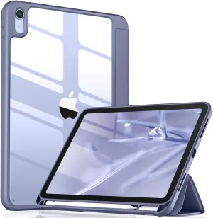 Wenlaty Compatible with iPad (A16) 11th Generation Case 11 Inch 2025, for iPad 10th Generation Case 10.9 Inch 2022 with Pencil Holder, Trifold Stand Protective Clear Back, Auto Wake/Sleep Blue Gray