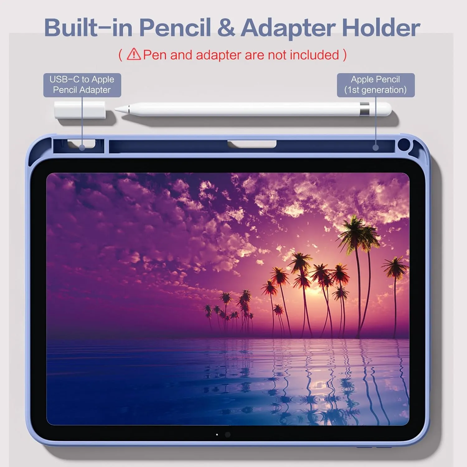 Wenlaty Compatible with iPad (A16) 11th Generation Case 11 Inch 2025, for iPad 10th Generation Case 10.9 Inch 2022 with Pencil Holder, Trifold Stand Protective Clear Back, Auto Wake/Sleep, BluePurple