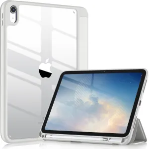 Wenlaty Compatible with iPad (A16) 11th Generation Case 11 Inch 2025, for iPad 10th Generation Case 10.9 Inch 2022 with Pencil Holder, Trifold Stand Protective Clear Back Shell, Auto Wake/Sleep, Gray