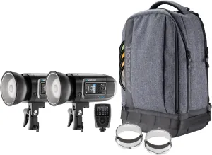 Westcott FJ400 Strobe 2-Light Backpack Kit with FJ-X3 M Universal Wireless Trigger Compatible with Most Camera Brands - 400Ws TTL HSS AC/DC Powered 480  Full Power Flashes (US/CA Plug)