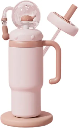 Whale Fountain Tumbler Adults, 24oz Stainless Steel Whale Fountain Tumbler with Handle, Whale Water Fountain Tumblers,Spill-Proof Lids,Silicone Straw,Dishwasher Safe,Portable Water Bottle (Plum*1)