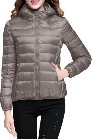 Winter Puffer Coats for Women, Womens Lightweight Puffer Jacket Packable Hooded Puffer Jacket Winter Zip Up Puffy Jacket