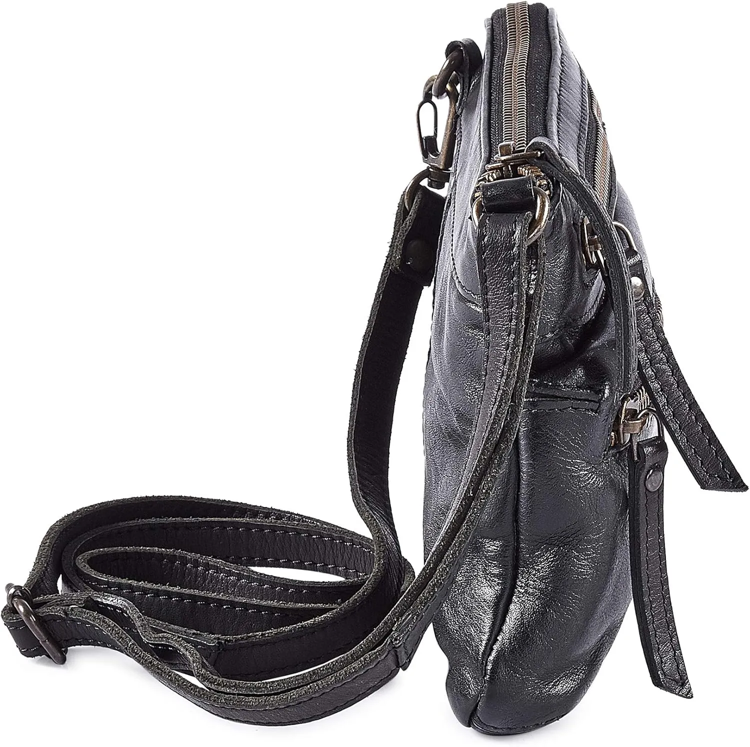 Wise Owl Accessories Small Crossbody Sling Bag Real Leather Purse for Women Crossover Trendy Shoulder Handbag