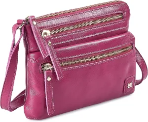 Wise Owl Accessories Small Crossbody Sling Bag Real Leather Purse for Women Crossover Trendy Shoulder Handbag