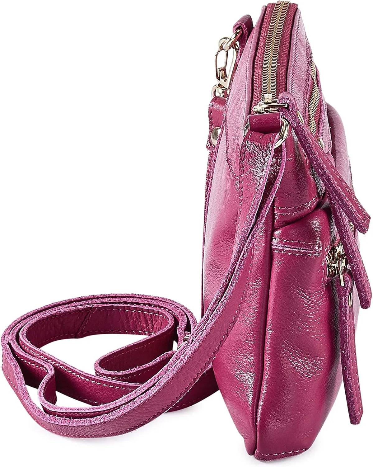 Wise Owl Accessories Small Crossbody Sling Bag Real Leather Purse for Women Crossover Trendy Shoulder Handbag