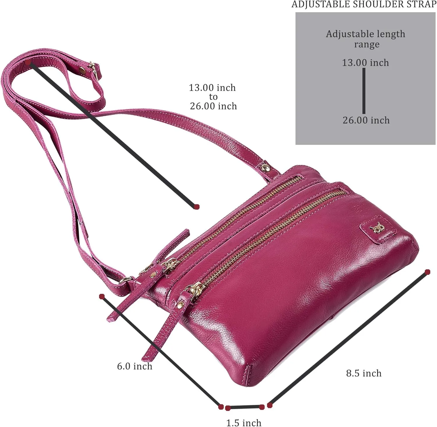 Wise Owl Accessories Small Crossbody Sling Bag Real Leather Purse for Women Crossover Trendy Shoulder Handbag