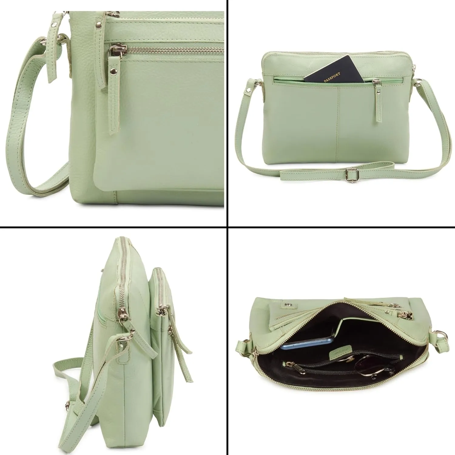 Wise Owl Accessories Small Soft Pebbled Real Leather Crossbody Handbags Purses Sling Crossover Shoulder Bag
