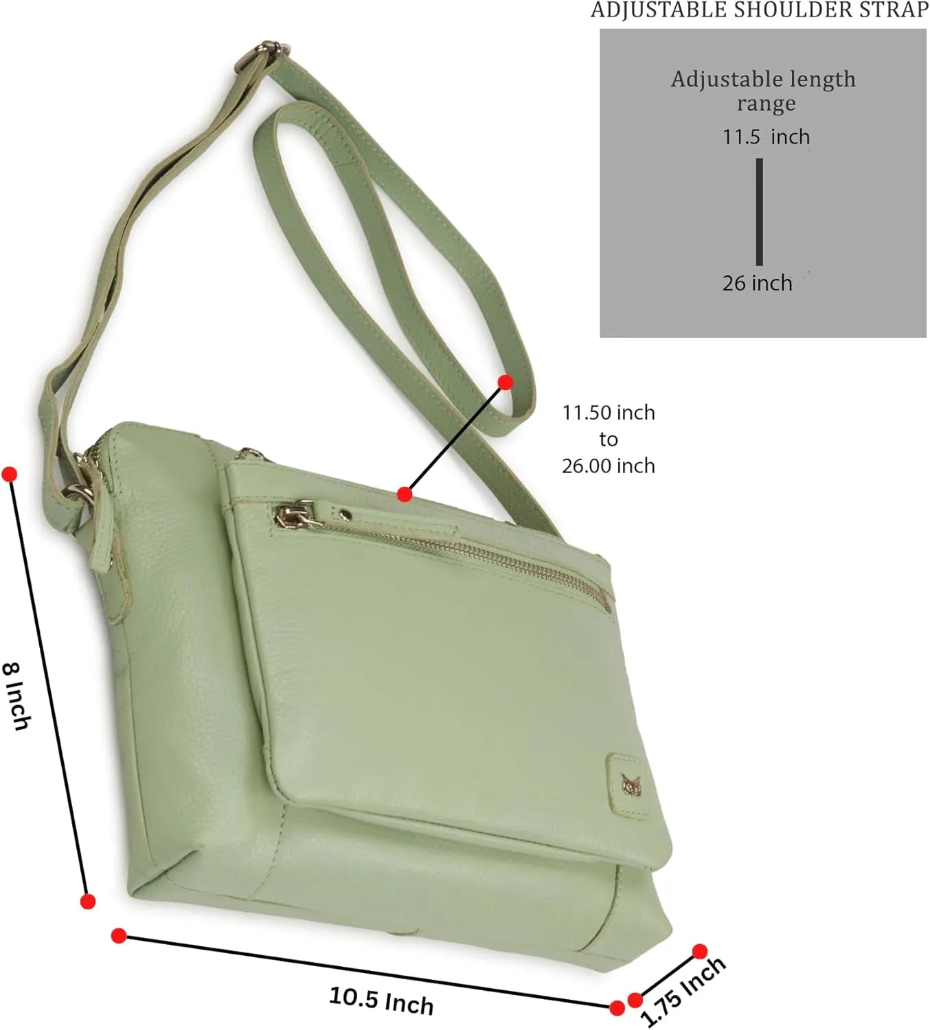 Wise Owl Accessories Small Soft Pebbled Real Leather Crossbody Handbags Purses Sling Crossover Shoulder Bag