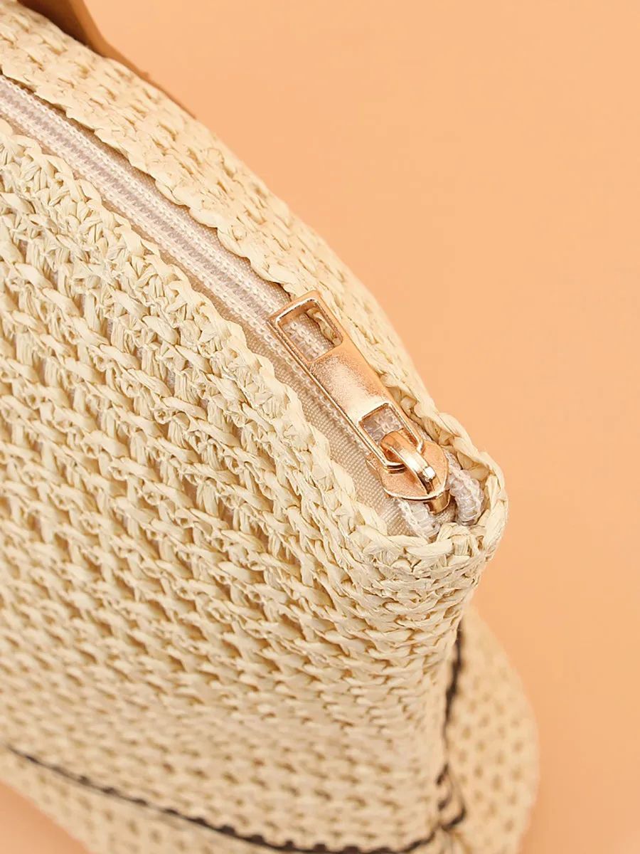 Women Casual Stripe Straw Weave Shoulder Bag