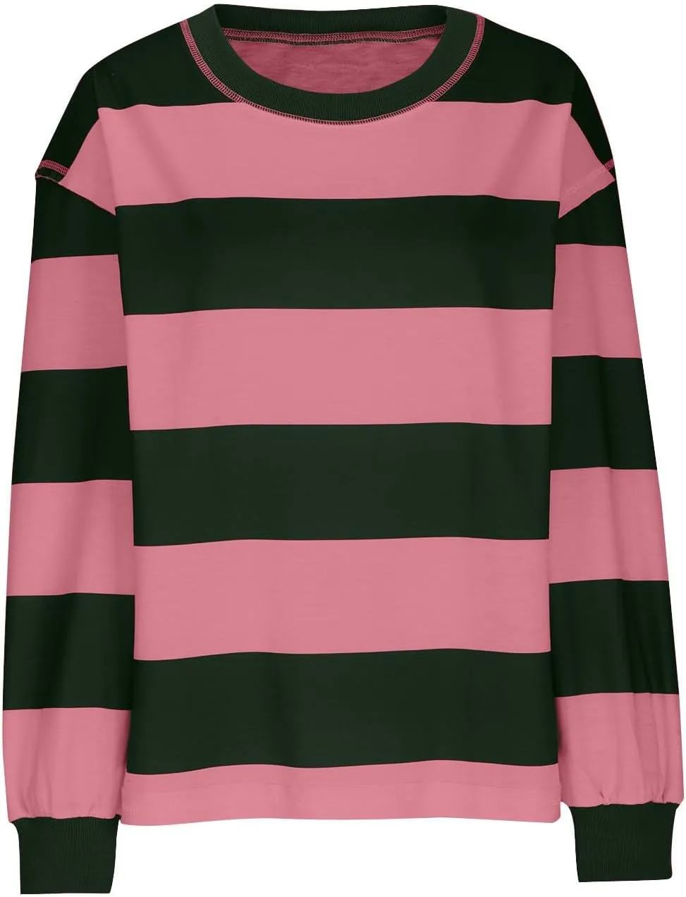 Women Fall Clothes 2024 Dressy Striped Color Block Long Sleeve Oversized Sweatshirt Casual Pullover Y2K Shirt Top