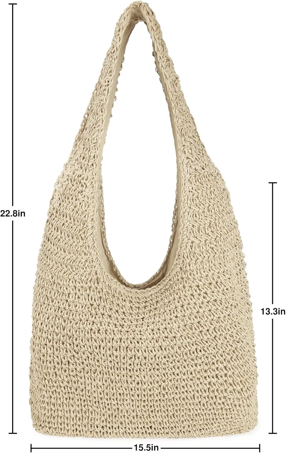 Women Large Straw Beach Bag Handmade Woven Shoulder Bags Hobo Tote Handbag Purse for Summer