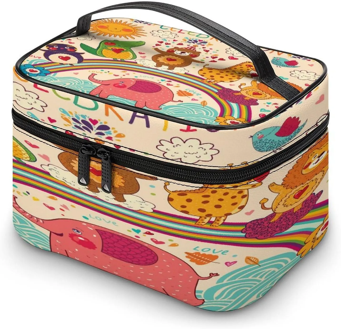 Women Leather Cosmetic Bag, Zipper Makeup Case Purse Holder Pouch Handbag