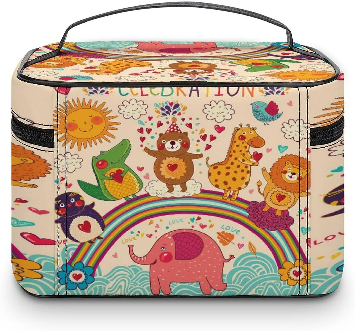 Women Leather Cosmetic Bag, Zipper Makeup Case Purse Holder Pouch Handbag