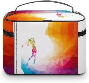 Women Leather Cosmetic Bag, Zipper Makeup Case Purse Holder Pouch Handbag