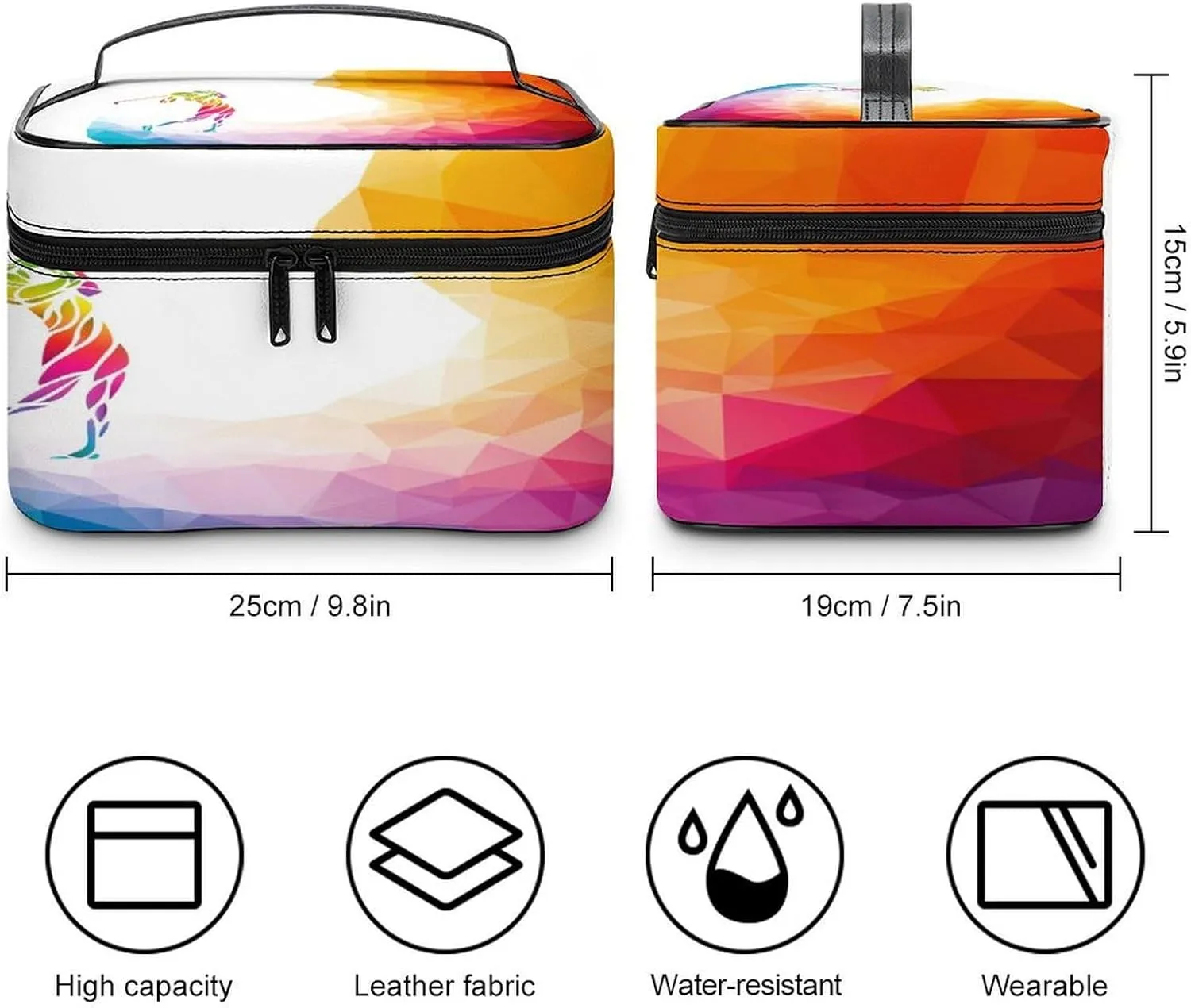 Women Leather Cosmetic Bag, Zipper Makeup Case Purse Holder Pouch Handbag
