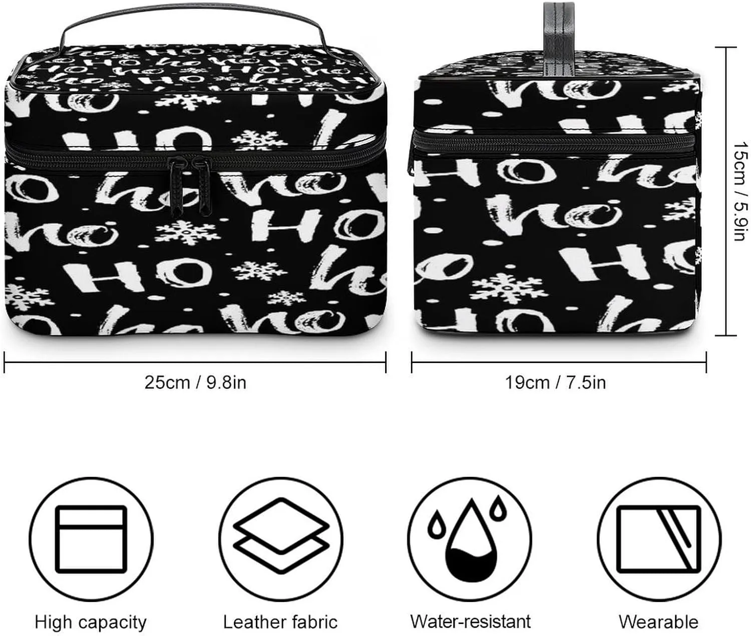 Women Leather Cosmetic Bag, Zipper Makeup Case Purse Holder Pouch Handbag