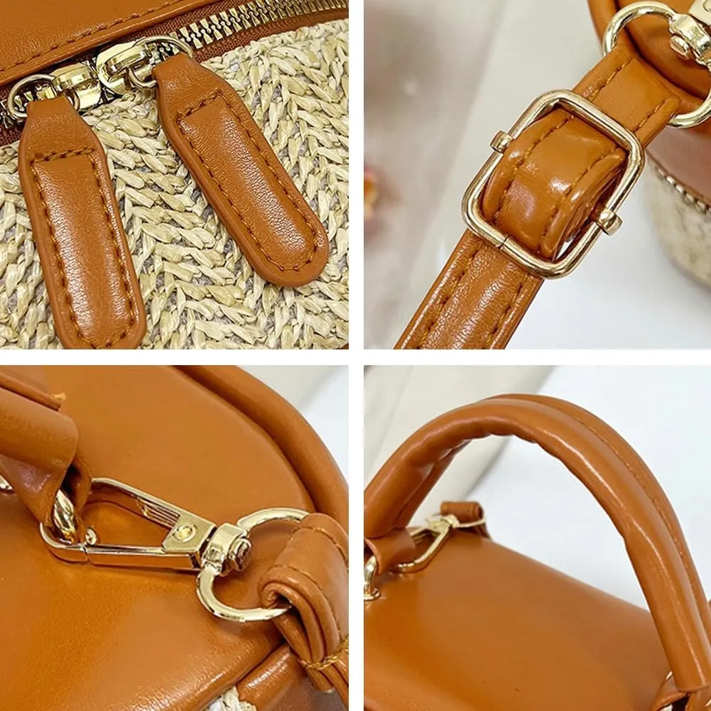 Women Small Summer Beach Tote Shoulder Bags Handwoven Straw Summer Crossbody Bag Makeup Purse Handbags