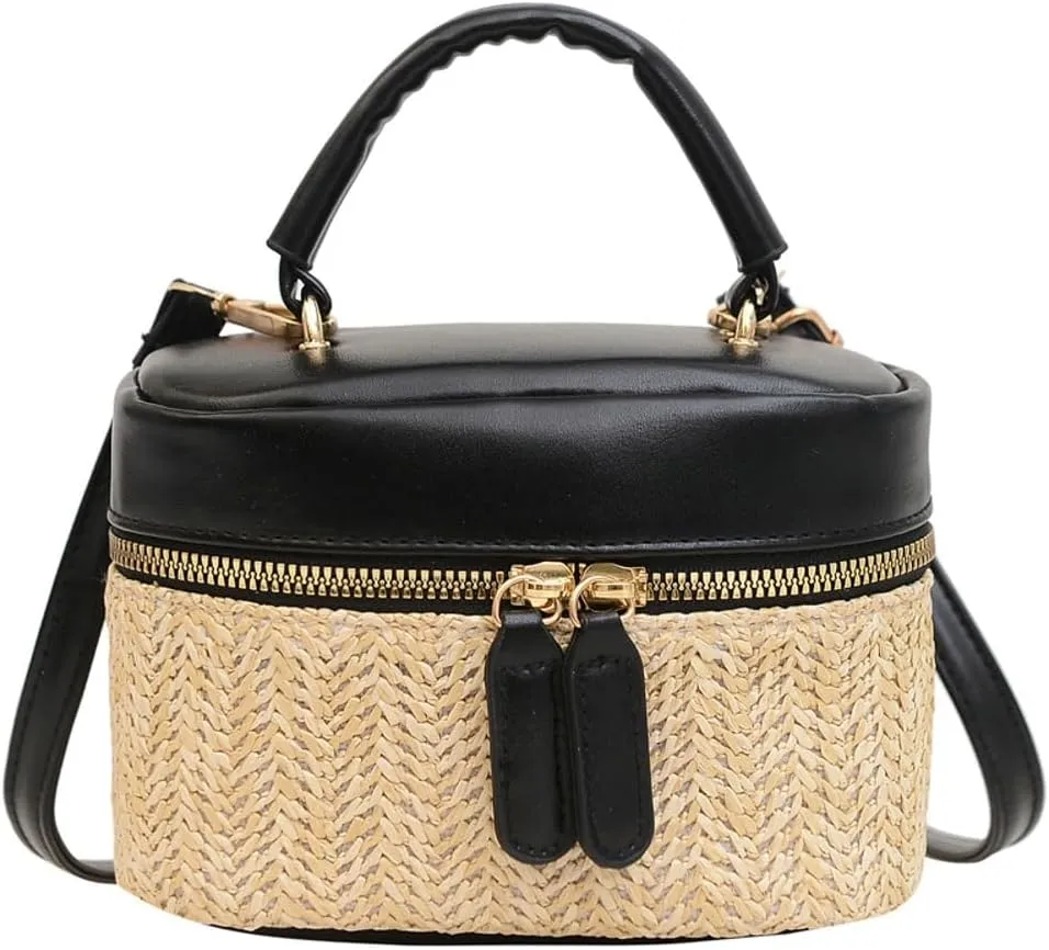 Women Small Summer Beach Tote Shoulder Bags Handwoven Straw Summer Crossbody Bag Makeup Purse Handbags