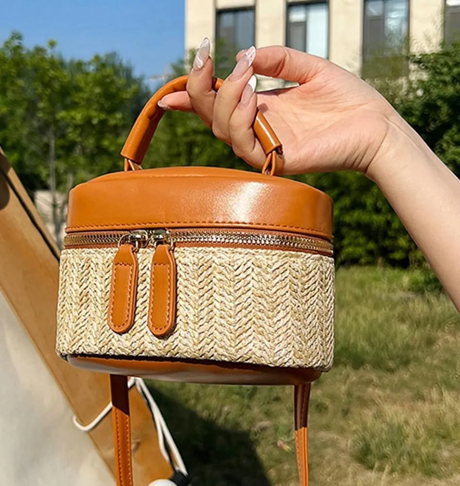 Women Small Summer Beach Tote Shoulder Bags Handwoven Straw Summer Crossbody Bag Makeup Purse Handbags
