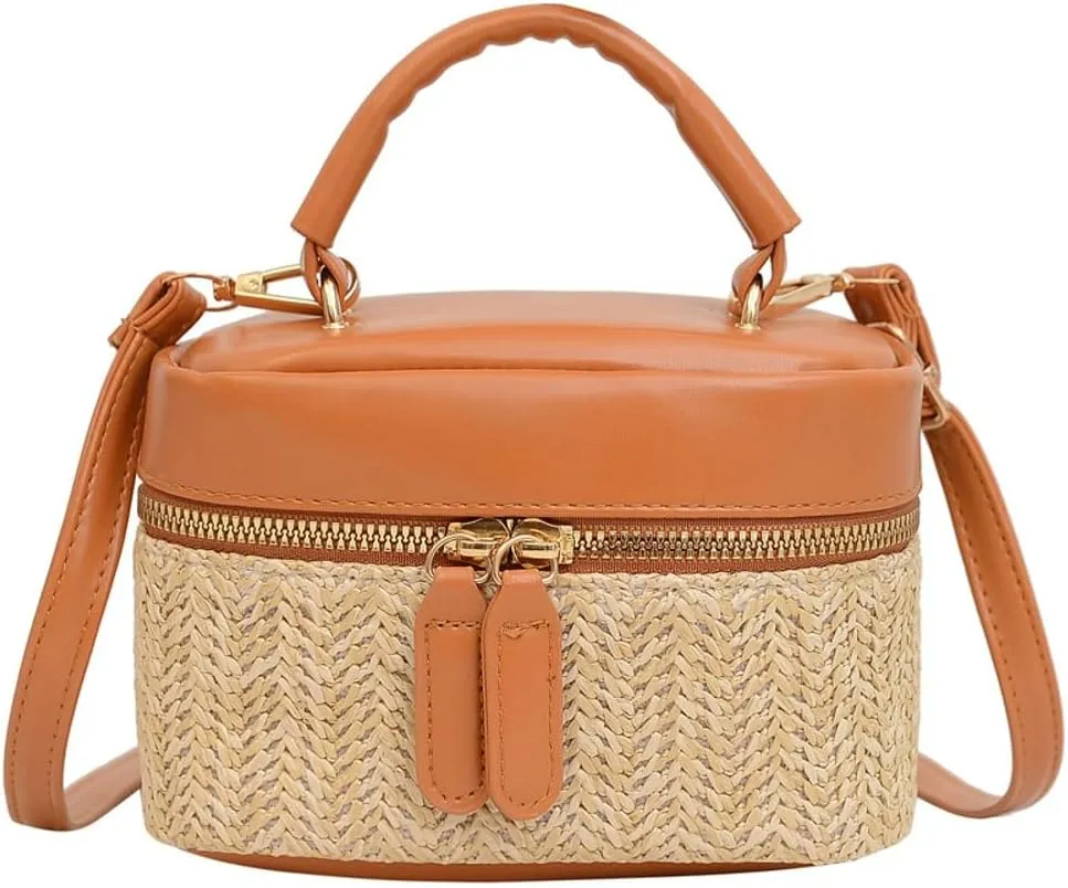 Women Small Summer Beach Tote Shoulder Bags Handwoven Straw Summer Crossbody Bag Makeup Purse Handbags