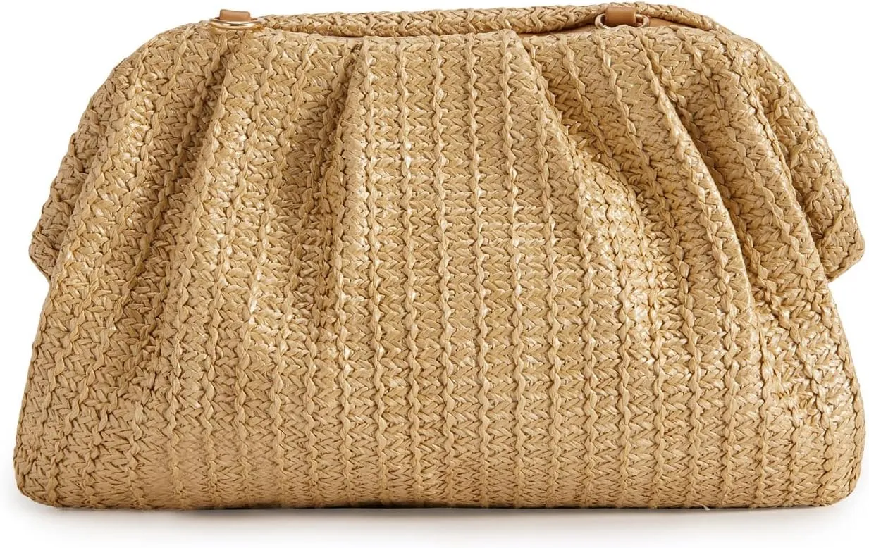 Women Straw Beach Clutch Purse Handbag Summer Elegant Vacation Style Shoulder Bag Crossbody Bag