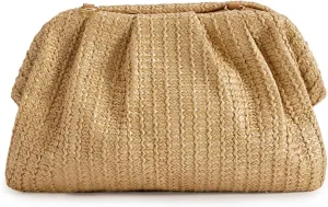 Women Straw Beach Clutch Purse Handbag Summer Elegant Vacation Style Shoulder Bag Crossbody Bag