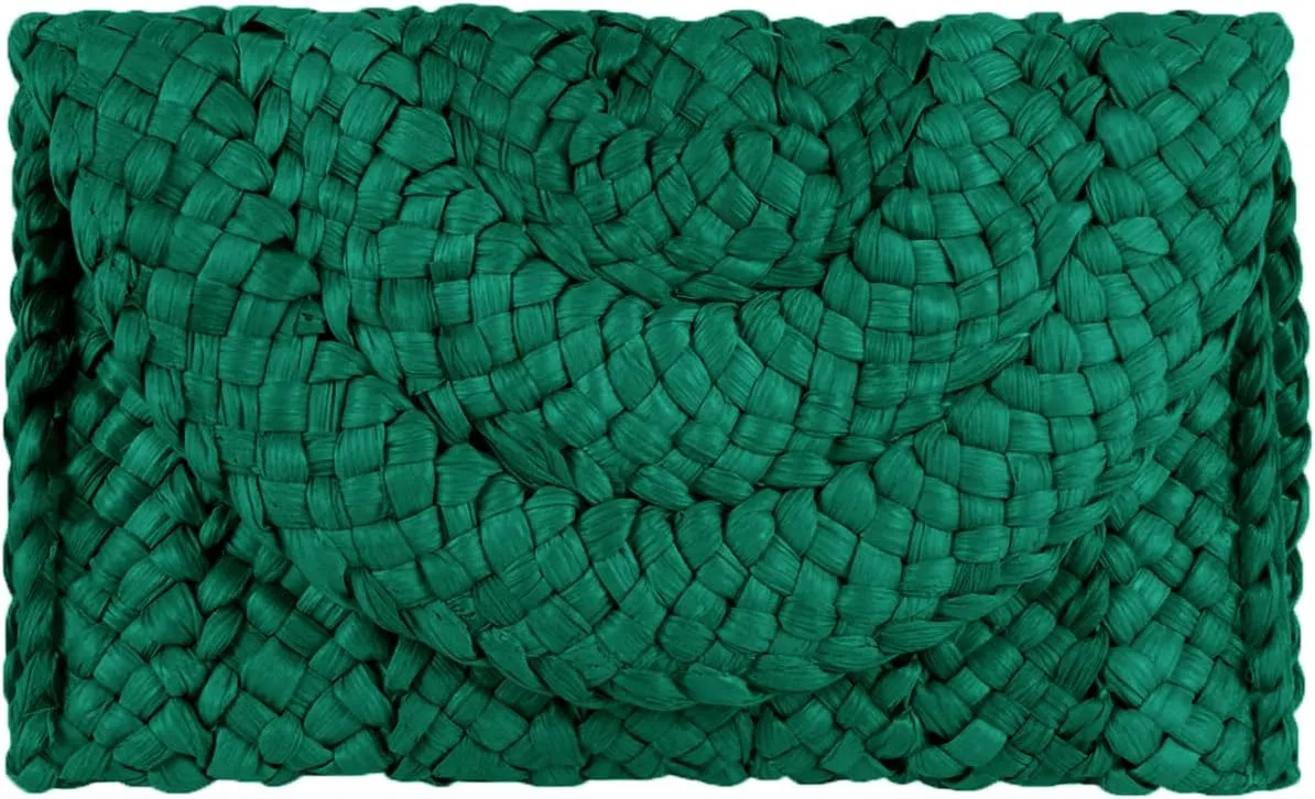 Women Straw Clutch Purse Handbag Straw Shoulder Bag Summer Beach Bag Woven Bag Envelope Purse Wallet