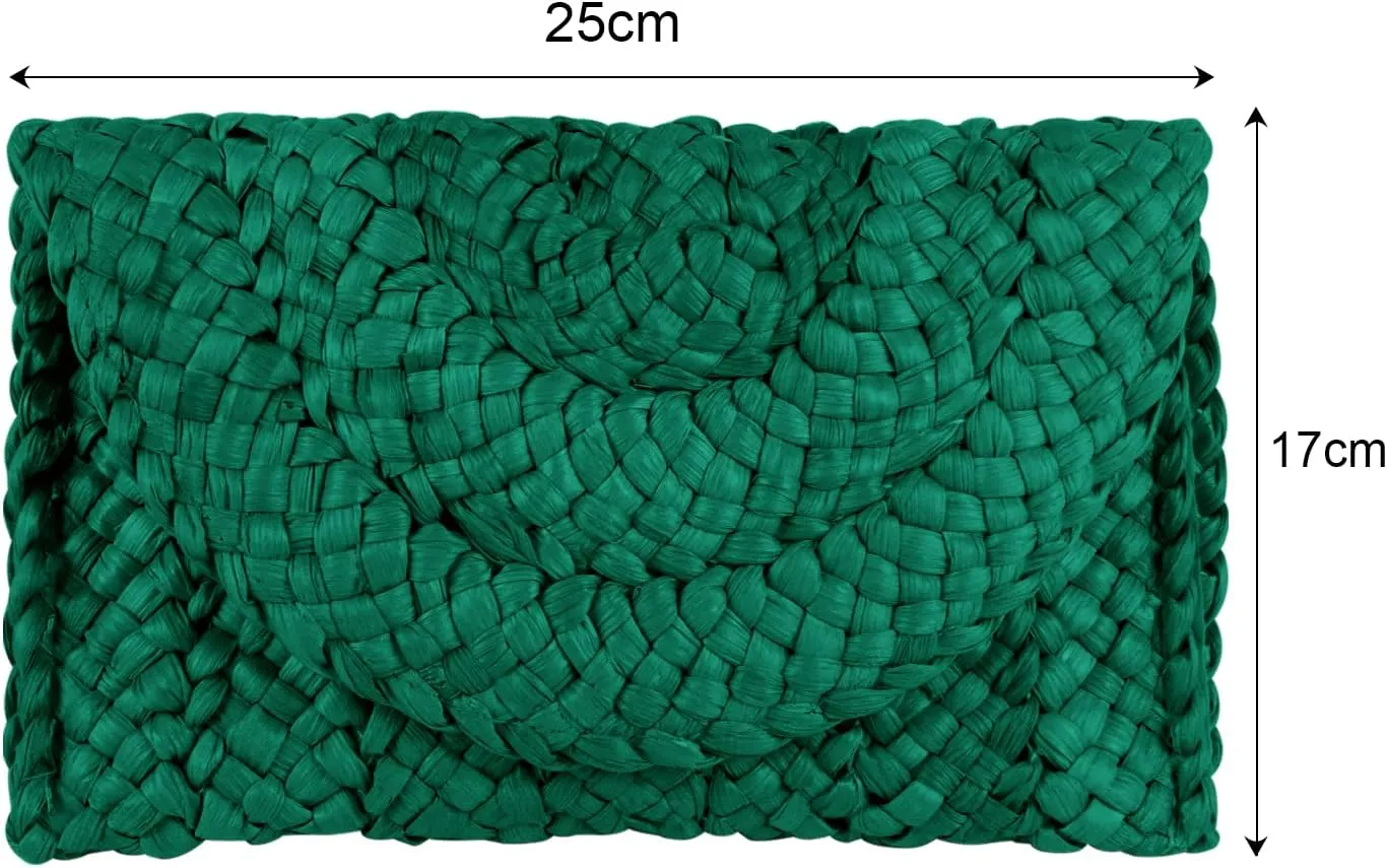 Women Straw Clutch Purse Handbag Straw Shoulder Bag Summer Beach Bag Woven Bag Envelope Purse Wallet