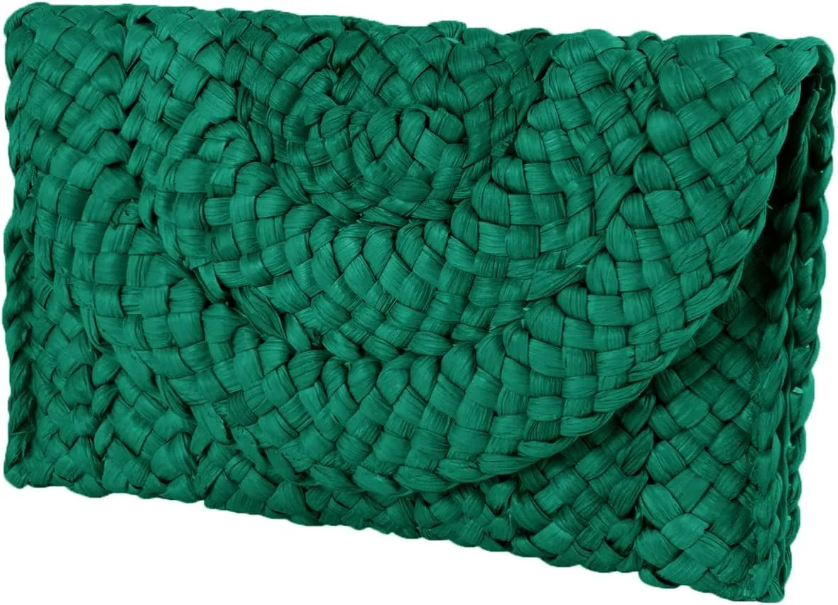 Women Straw Clutch Purse Handbag Straw Shoulder Bag Summer Beach Bag Woven Bag Envelope Purse Wallet